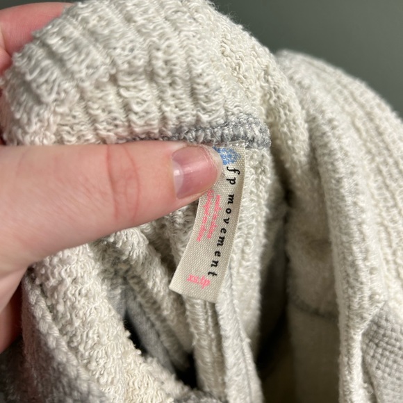 Free People "Trademark Hoodie" charcoal grey and textured off-white patchwork - Picture 4 of 9